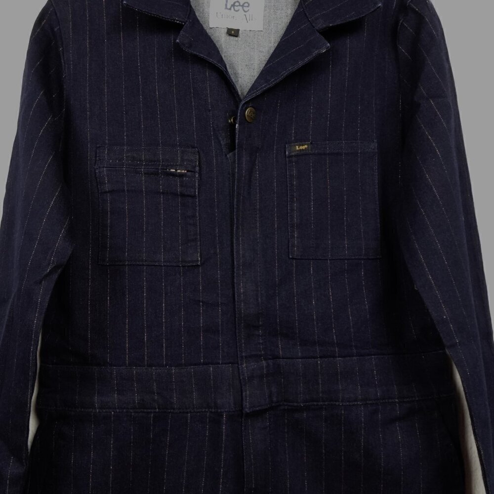 Lee Union-Alls Coverall Jumpsuit Women's Size S Blue Metallic Pinstripe - Picture 4 of 12